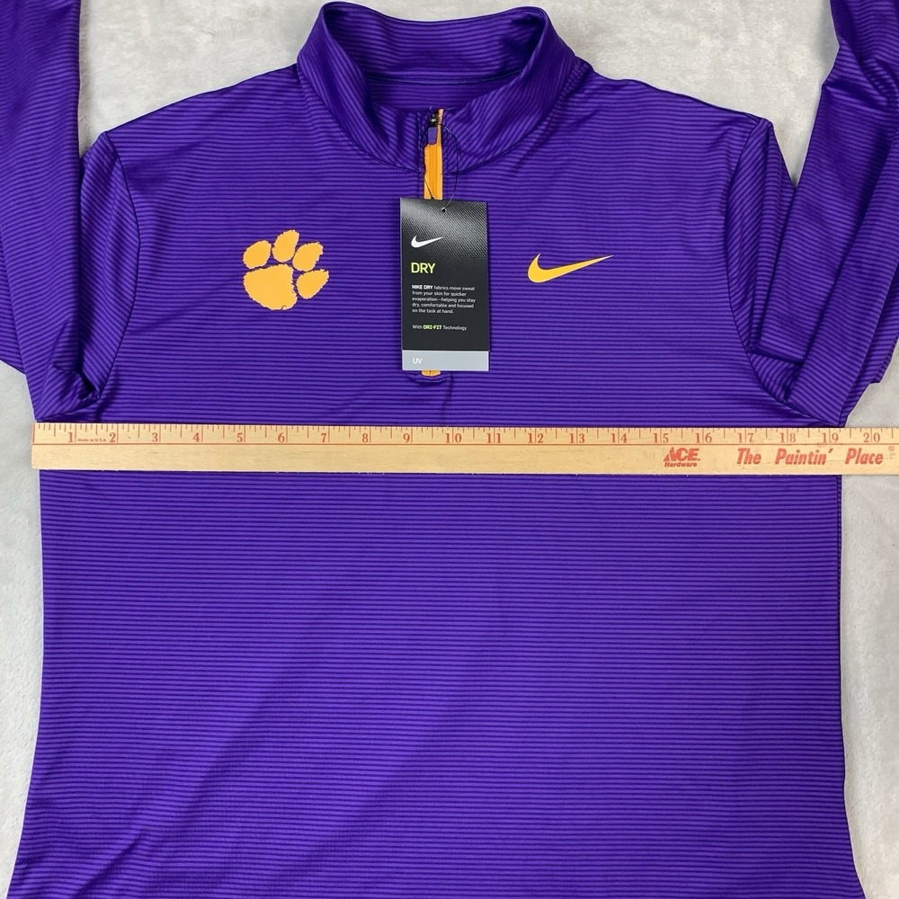 New Nike Clemson Tigers Dri Fit 1/4 Zip Pullover Women's Medium Purple CW7267 - Picture 4 of 7